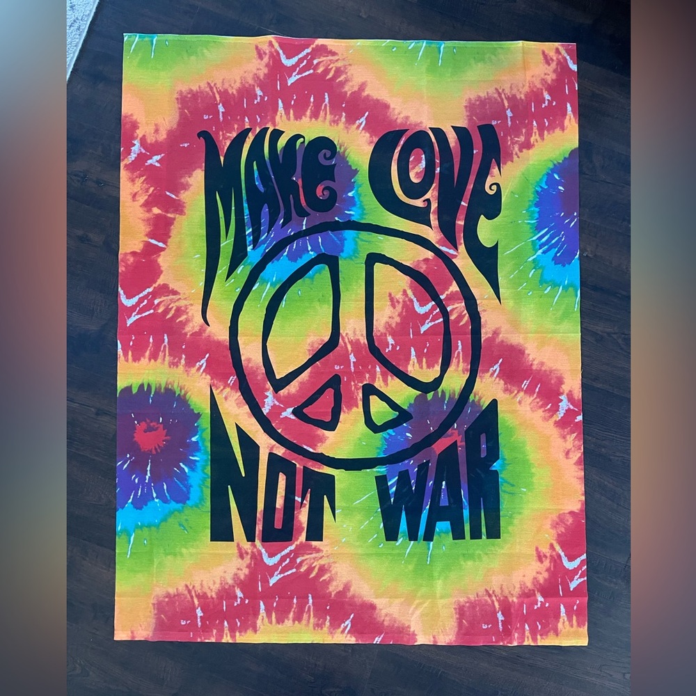 TIE DYE Make Love Not War Tapestry Banner 3' x 4'